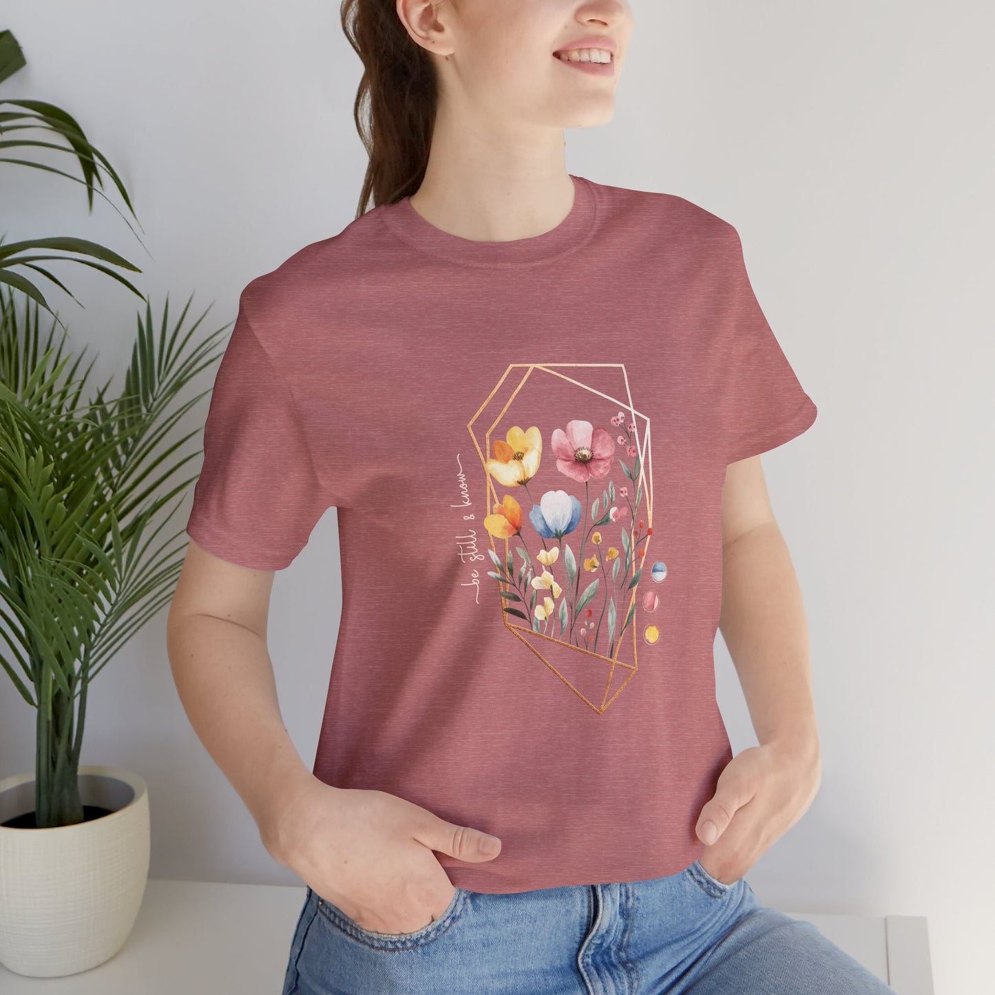 Be Still and Know Shirt, Psalm 46:10 Christian Tee, Watercolor Floral Faith Shirt, Soft Unisex Fit, Calm Scripture Gift, XS-4XL