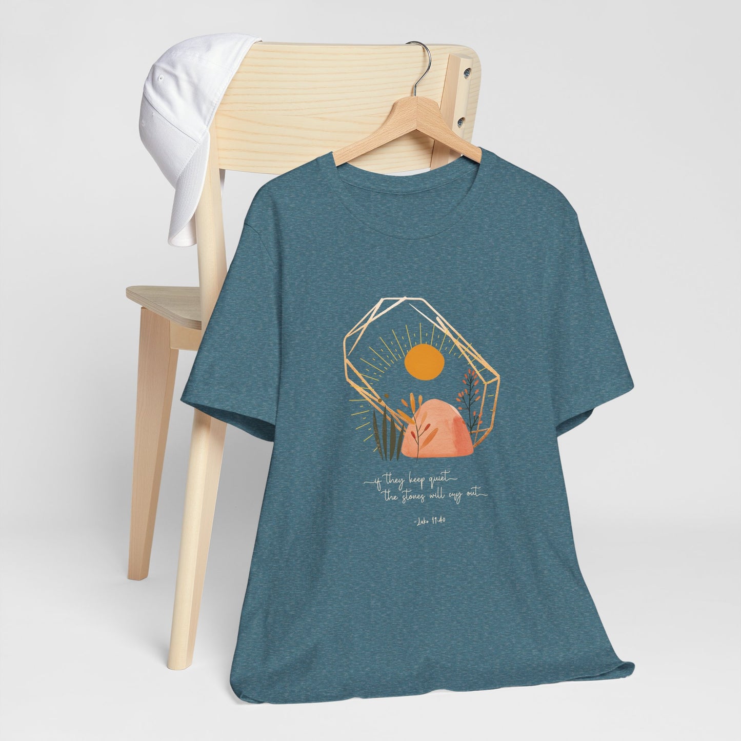 Christian T-Shirt - 'The Stones Will Cry Out' Luke 19:40 - Urban Faith Graphic Tee Boho - Modern Bible Verse Shirt for Women