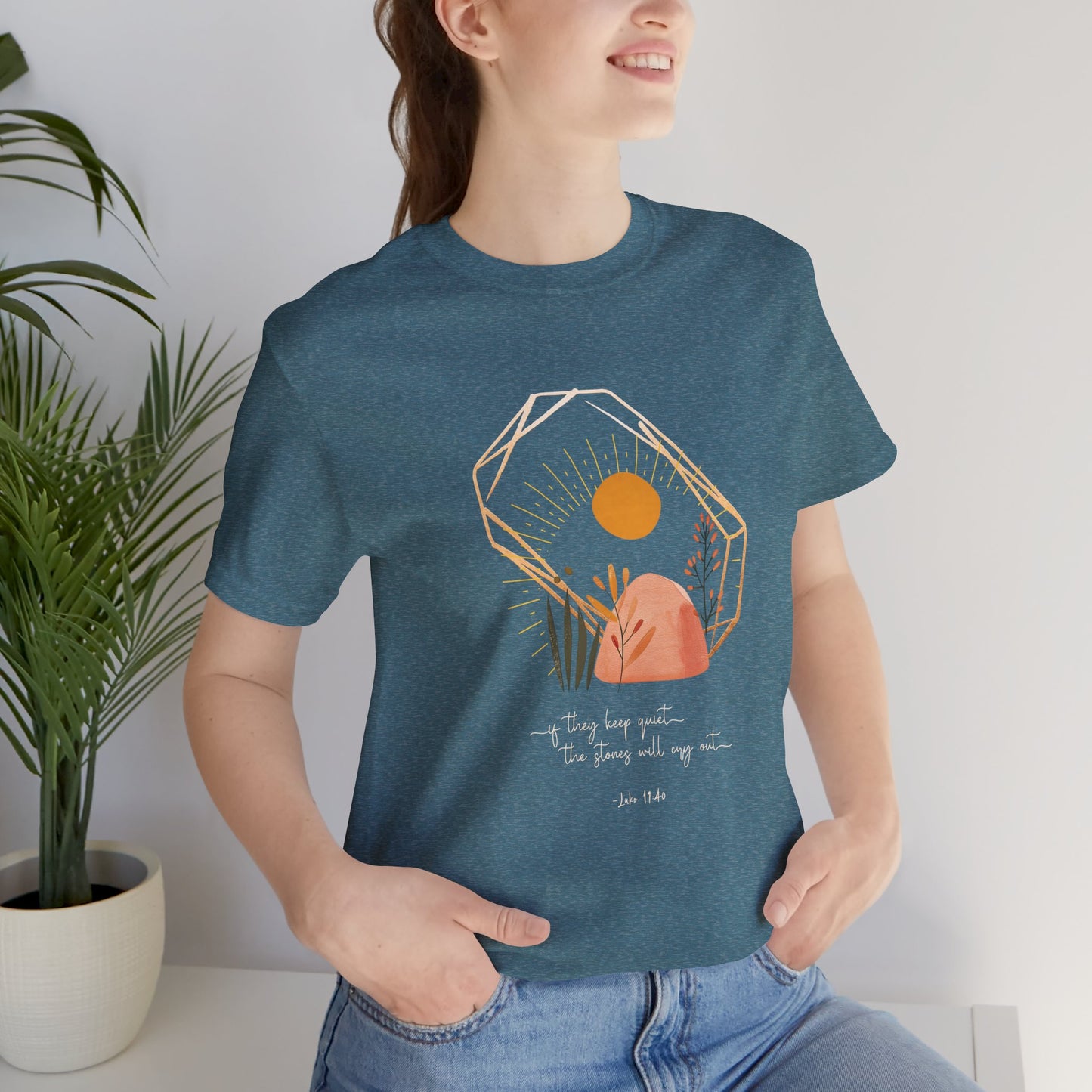 Christian T-Shirt - 'The Stones Will Cry Out' Luke 19:40 - Urban Faith Graphic Tee Boho - Modern Bible Verse Shirt for Women