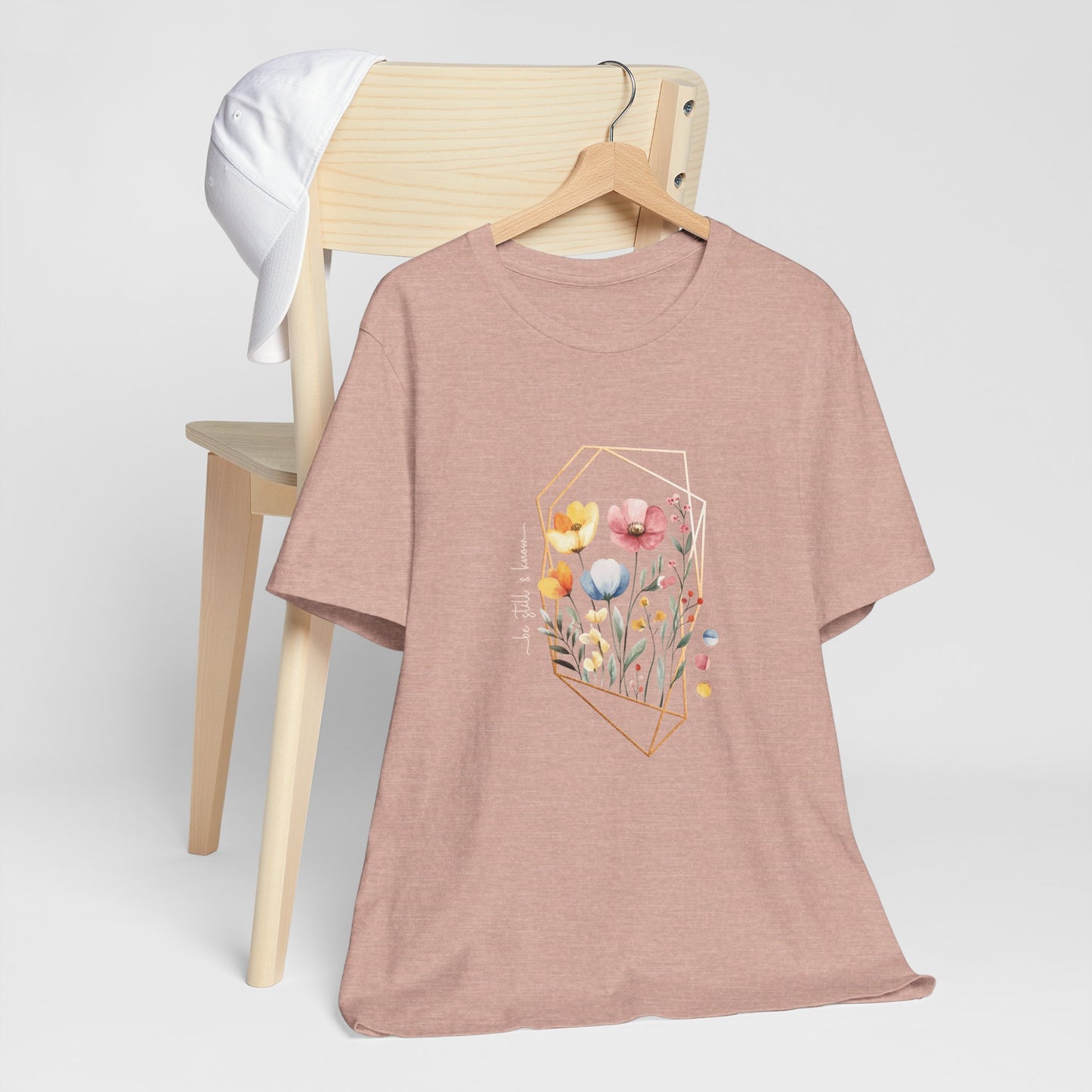 Be Still and Know Shirt, Psalm 46:10 Christian Tee, Watercolor Floral Faith Shirt, Soft Unisex Fit, Calm Scripture Gift, XS-4XL