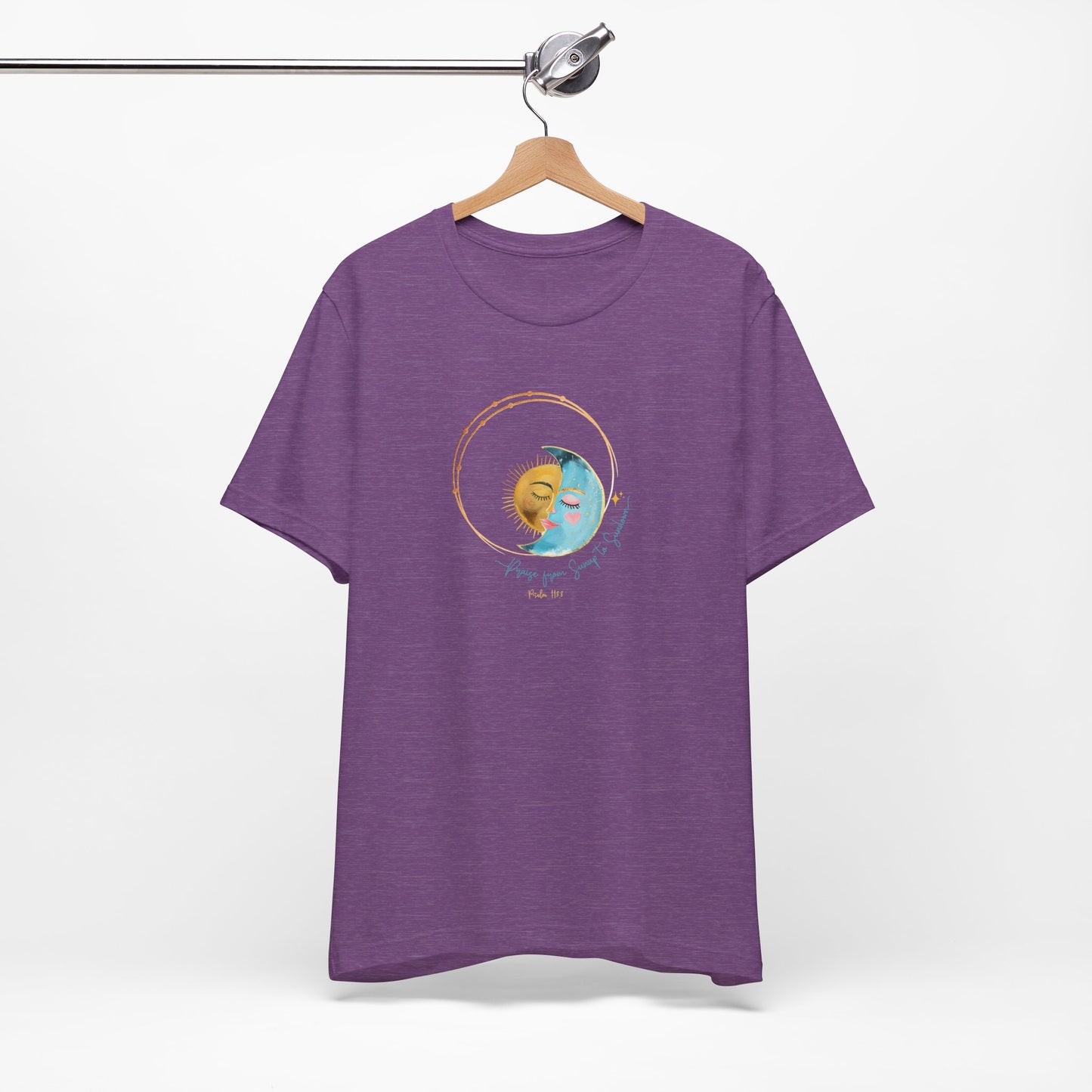 Praise from Sunup to Sundown Psalm 113:3 Christian T-Shirt | Moon and Sun Graphic Tee | Bible Verse Shirt | The99.ink Faith Apparel