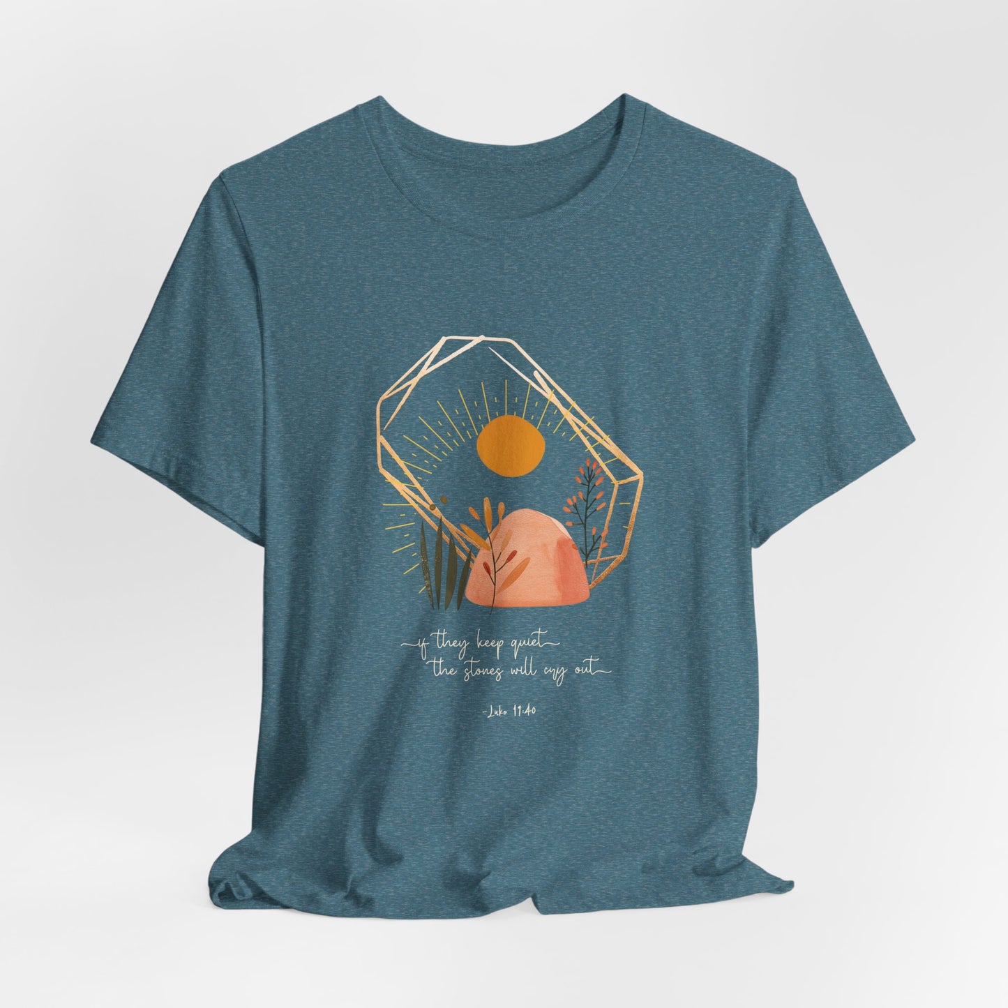 Christian T-Shirt - 'The Stones Will Cry Out' Luke 19:40 - Urban Faith Graphic Tee Boho - Modern Bible Verse Shirt for Women