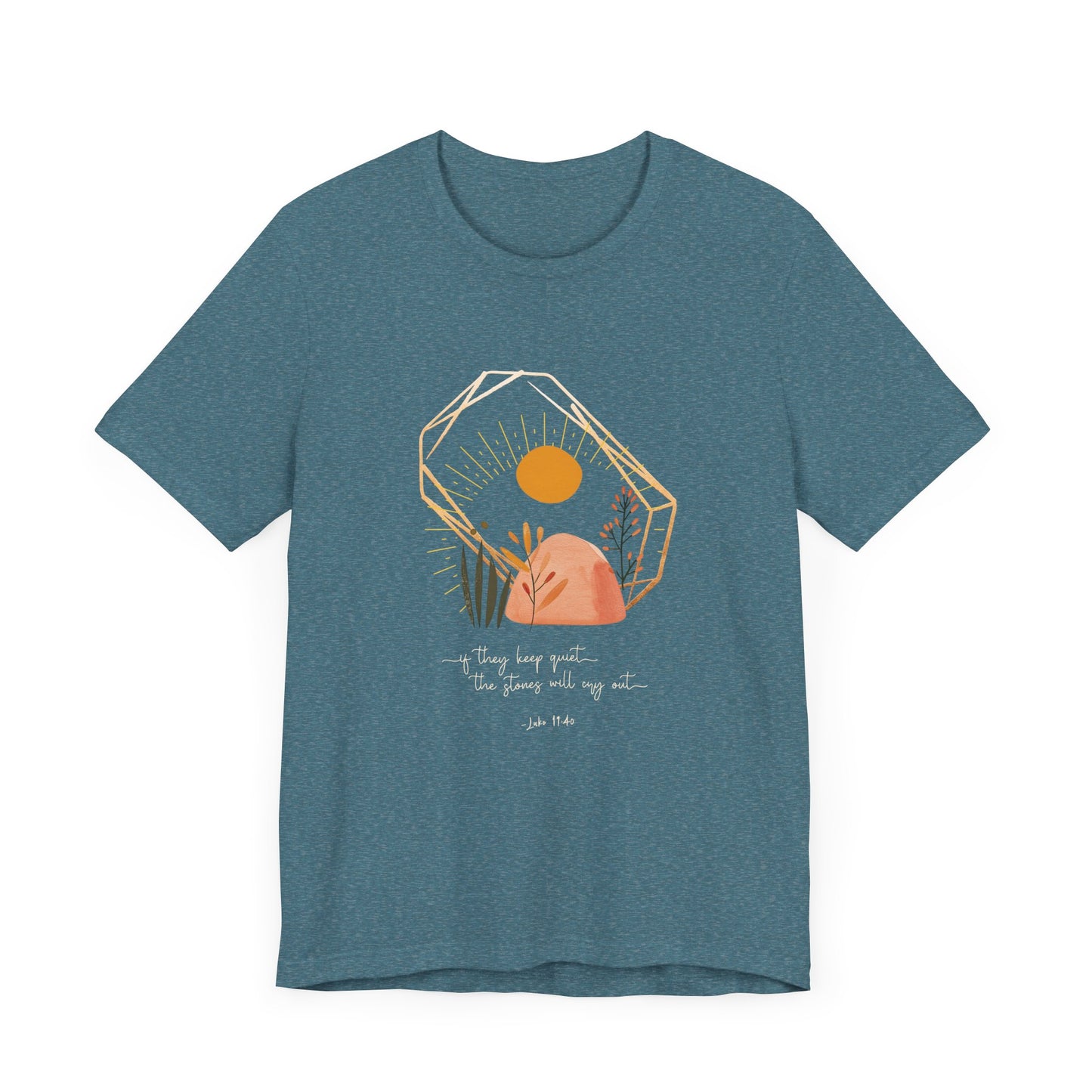 Christian T-Shirt - 'The Stones Will Cry Out' Luke 19:40 - Urban Faith Graphic Tee Boho - Modern Bible Verse Shirt for Women