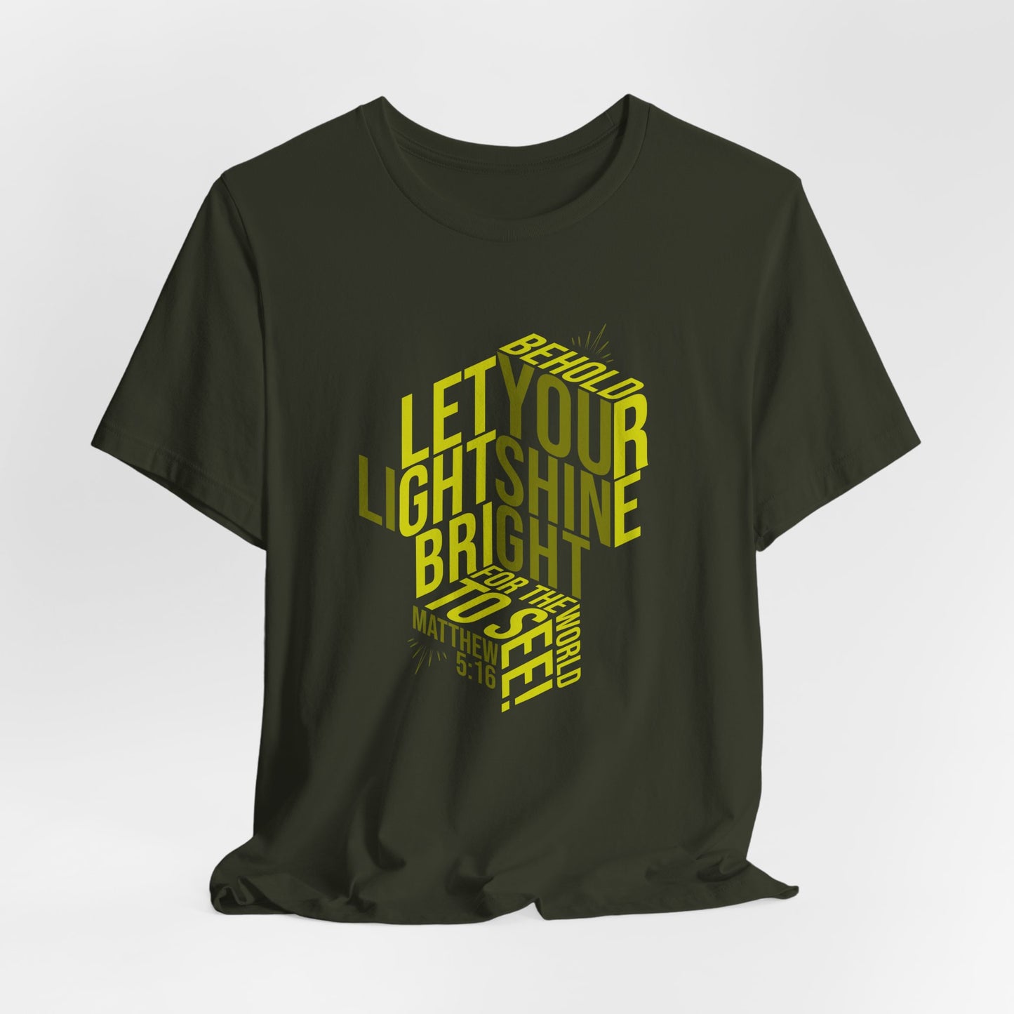 Let Your Light Shine Bright Christian T-Shirt - Matthew 5:16 Scripture Tee - Urban Faith Streetwear for Men & Women