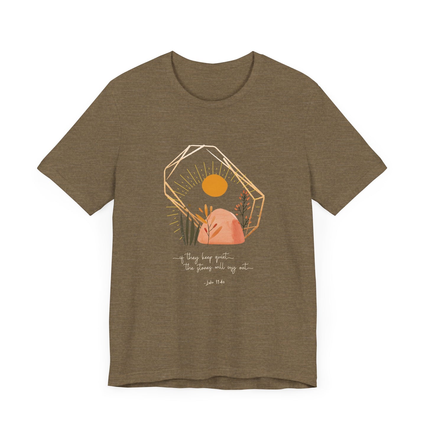 Christian T-Shirt - 'The Stones Will Cry Out' Luke 19:40 - Urban Faith Graphic Tee Boho - Modern Bible Verse Shirt for Women