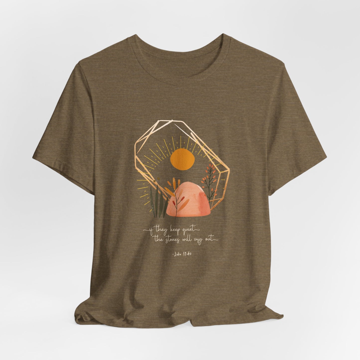 Christian T-Shirt - 'The Stones Will Cry Out' Luke 19:40 - Urban Faith Graphic Tee Boho - Modern Bible Verse Shirt for Women