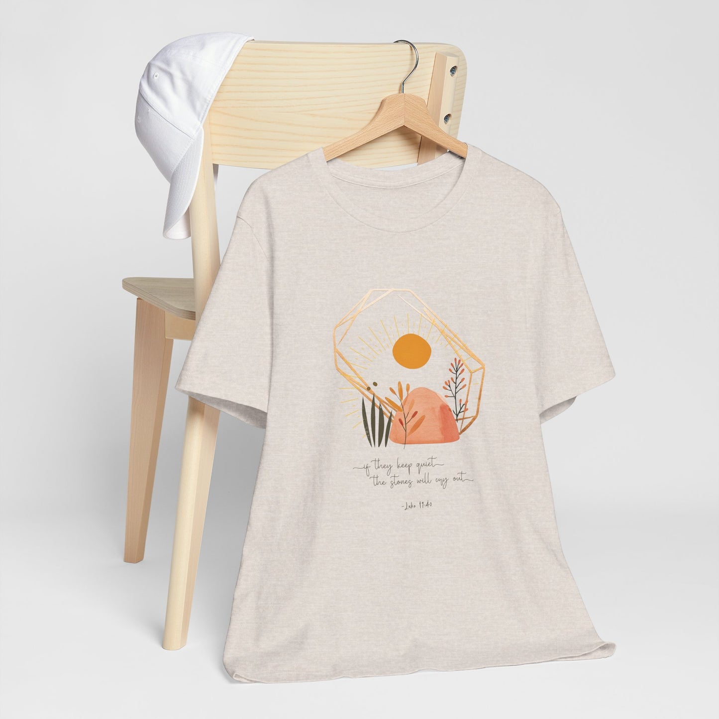 Christian T-Shirt - 'The Stones Will Cry Out' Luke 19:40 - Urban Faith Graphic Tee Boho - Modern Bible Verse Shirt for Women
