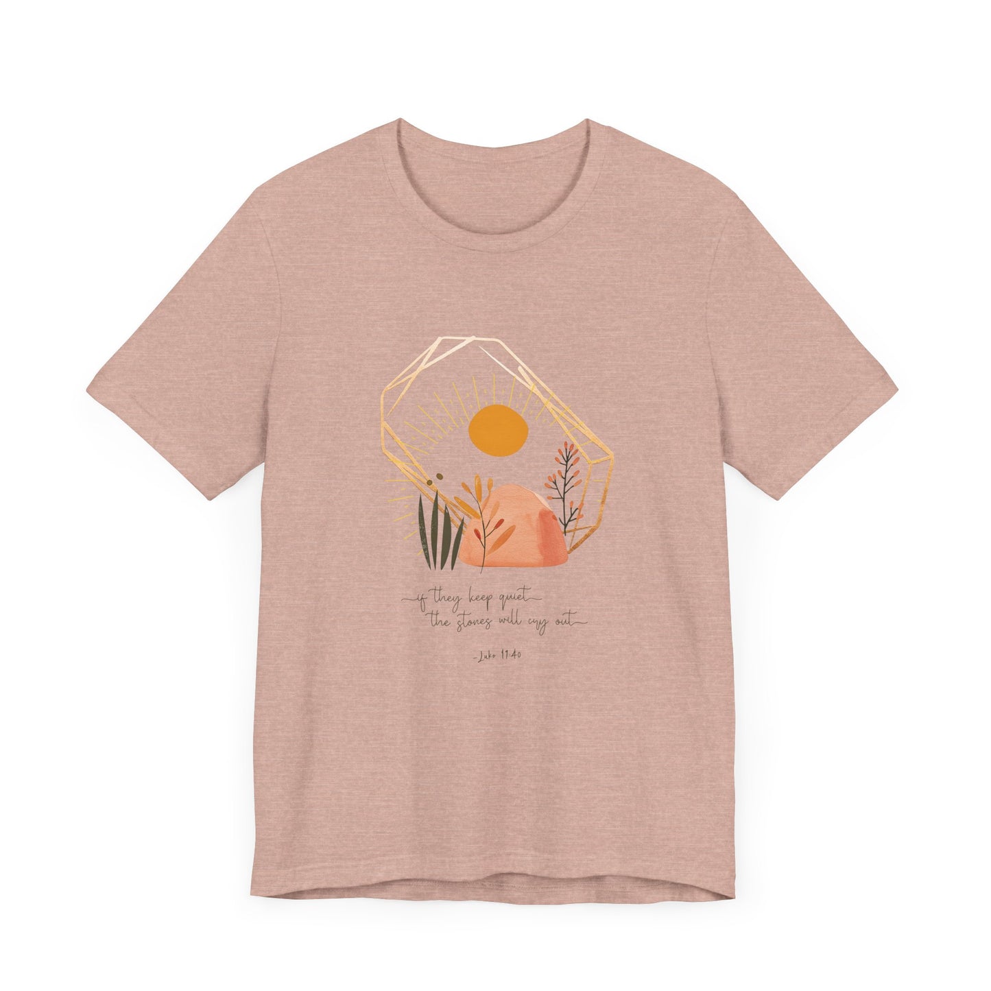 Christian T-Shirt - 'The Stones Will Cry Out' Luke 19:40 - Urban Faith Graphic Tee Boho - Modern Bible Verse Shirt for Women