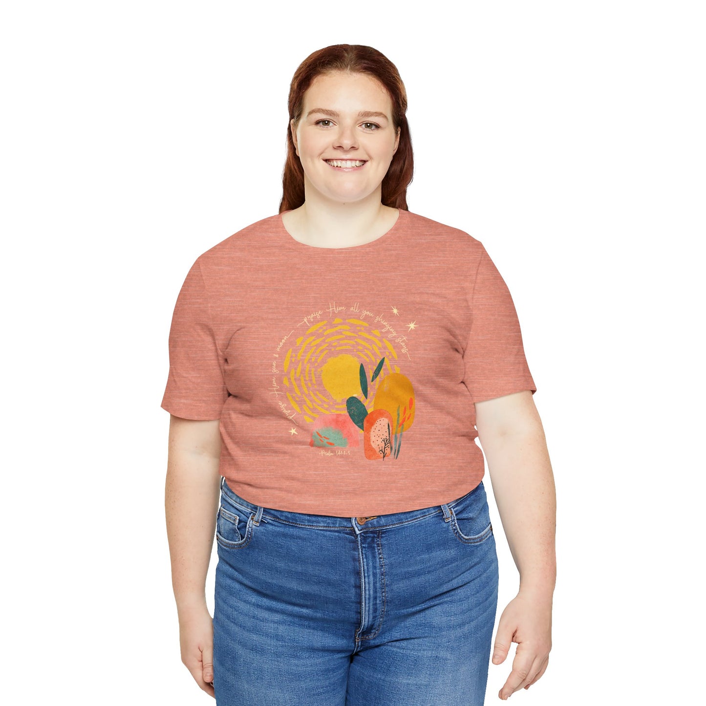 Praise Him Sun and Moon Shirt | Psalm 148:3-5 Christian Tee | Boho Nature Worship Shirt | The99.ink Faith Design | Bible Verse Shirt
