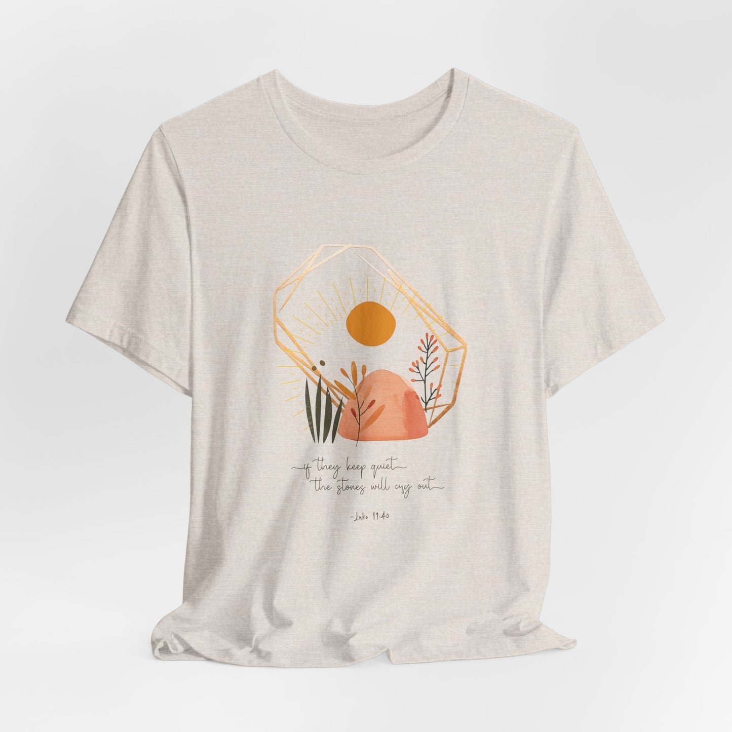 Christian T-Shirt - 'The Stones Will Cry Out' Luke 19:40 - Urban Faith Graphic Tee Boho - Modern Bible Verse Shirt for Women