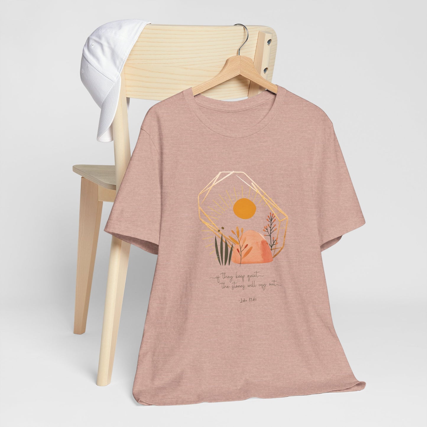 Christian T-Shirt - 'The Stones Will Cry Out' Luke 19:40 - Urban Faith Graphic Tee Boho - Modern Bible Verse Shirt for Women