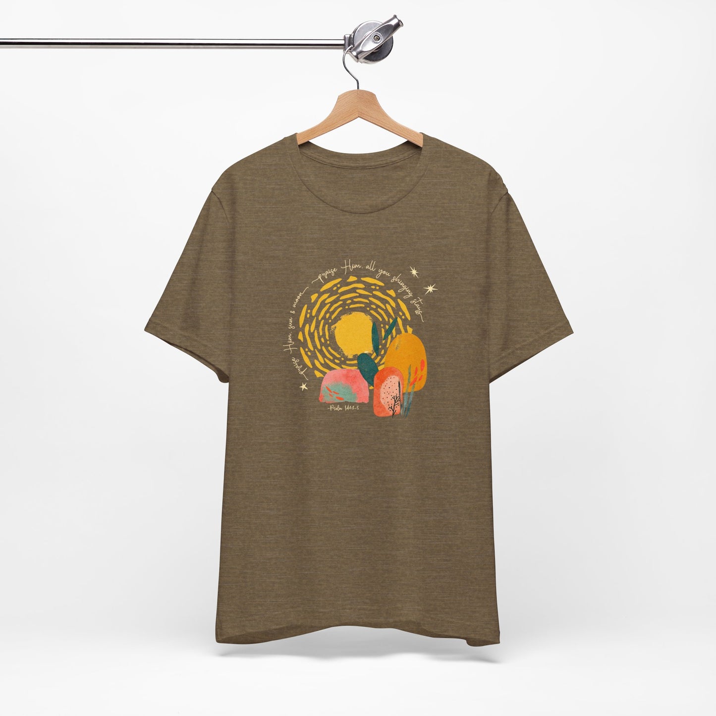 Praise Him Sun and Moon Shirt | Psalm 148:3-5 Christian Tee | Boho Nature Worship Shirt | The99.ink Faith Design | Bible Verse Shirt