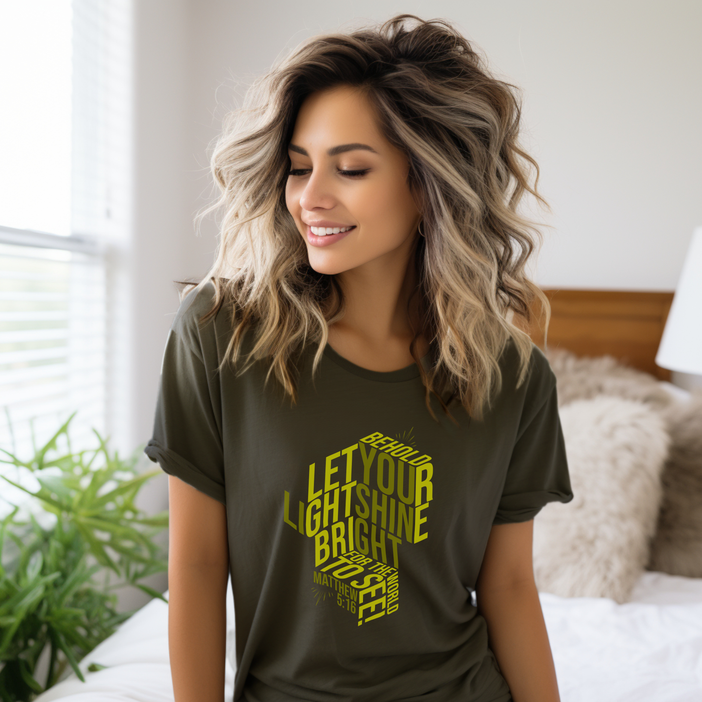 Let Your Light Shine Bright Christian T-Shirt - Matthew 5:16 Scripture Tee - Urban Faith Streetwear for Men & Women