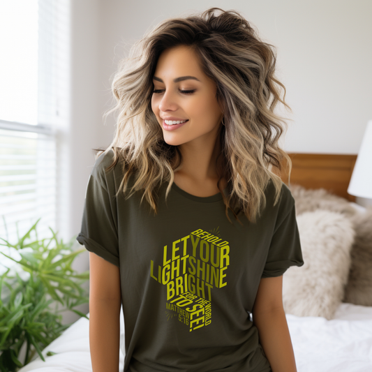 Let Your Light Shine Bright Christian T-Shirt - Matthew 5:16 Scripture Tee - Urban Faith Streetwear for Men & Women