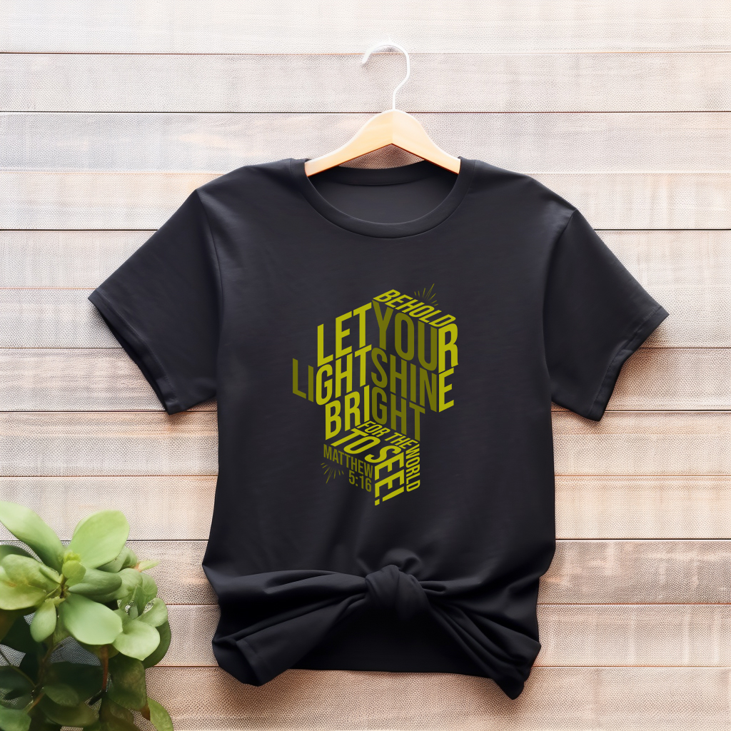 Let Your Light Shine Bright Christian T-Shirt - Matthew 5:16 Scripture Tee - Urban Faith Streetwear for Men & Women