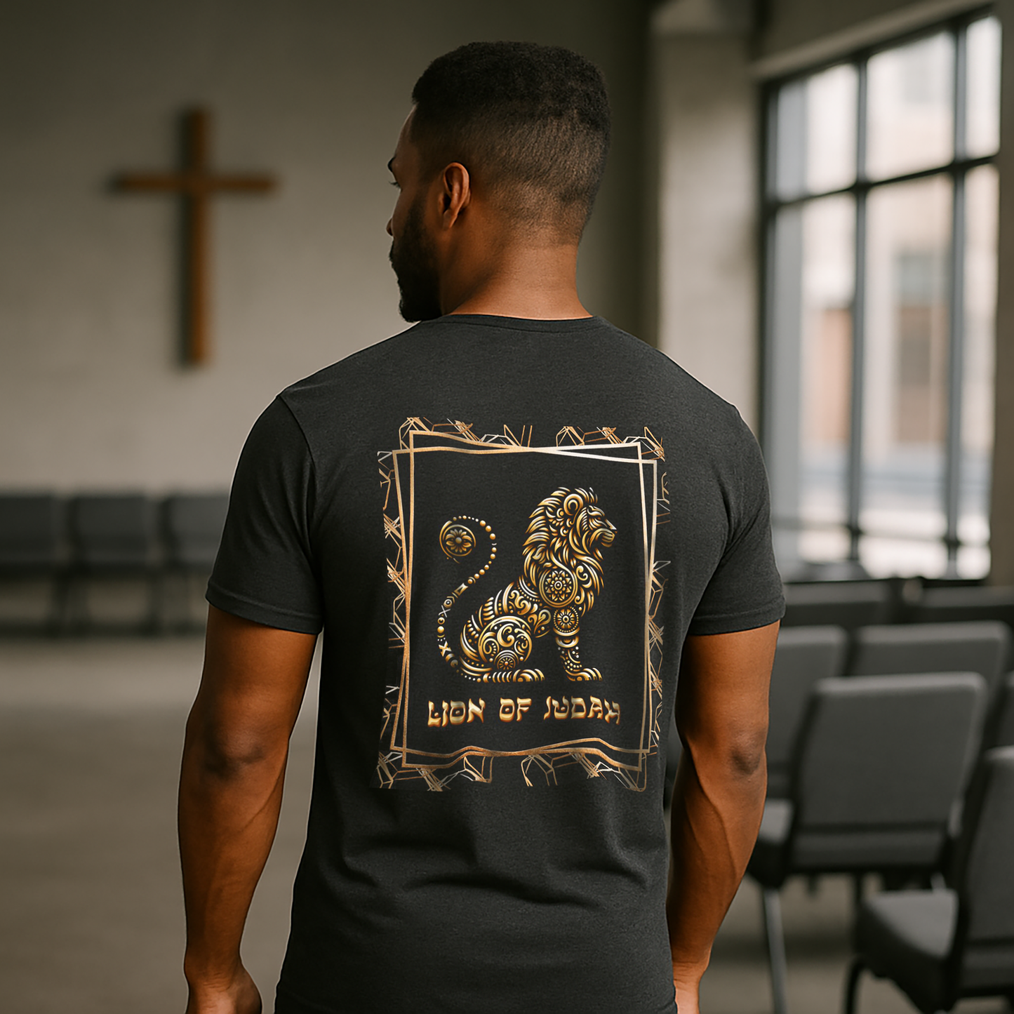 Lion of Judah Christian T-Shirt for Men, Bold Back Lion Graphic, Soft Unisex Fit, Sizes XS-4XL, Religious Gift for Him