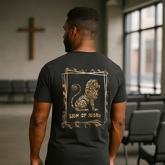 Lion of Judah Christian T-Shirt for Men, Bold Back Lion Graphic, Soft Unisex Fit, Sizes XS-4XL, Religious Gift for Him