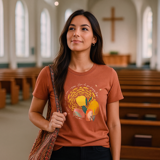 Praise Him Sun and Moon Shirt | Psalm 148:3-5 Christian Tee | Boho Nature Worship Shirt | The99.ink Faith Design | Bible Verse Shirt