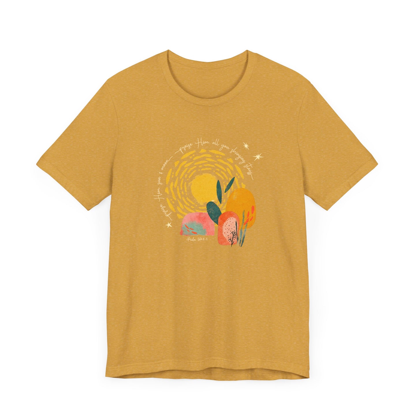 Praise Him Sun and Moon Shirt | Psalm 148:3-5 Christian Tee | Boho Nature Worship Shirt | The99.ink Faith Design | Bible Verse Shirt