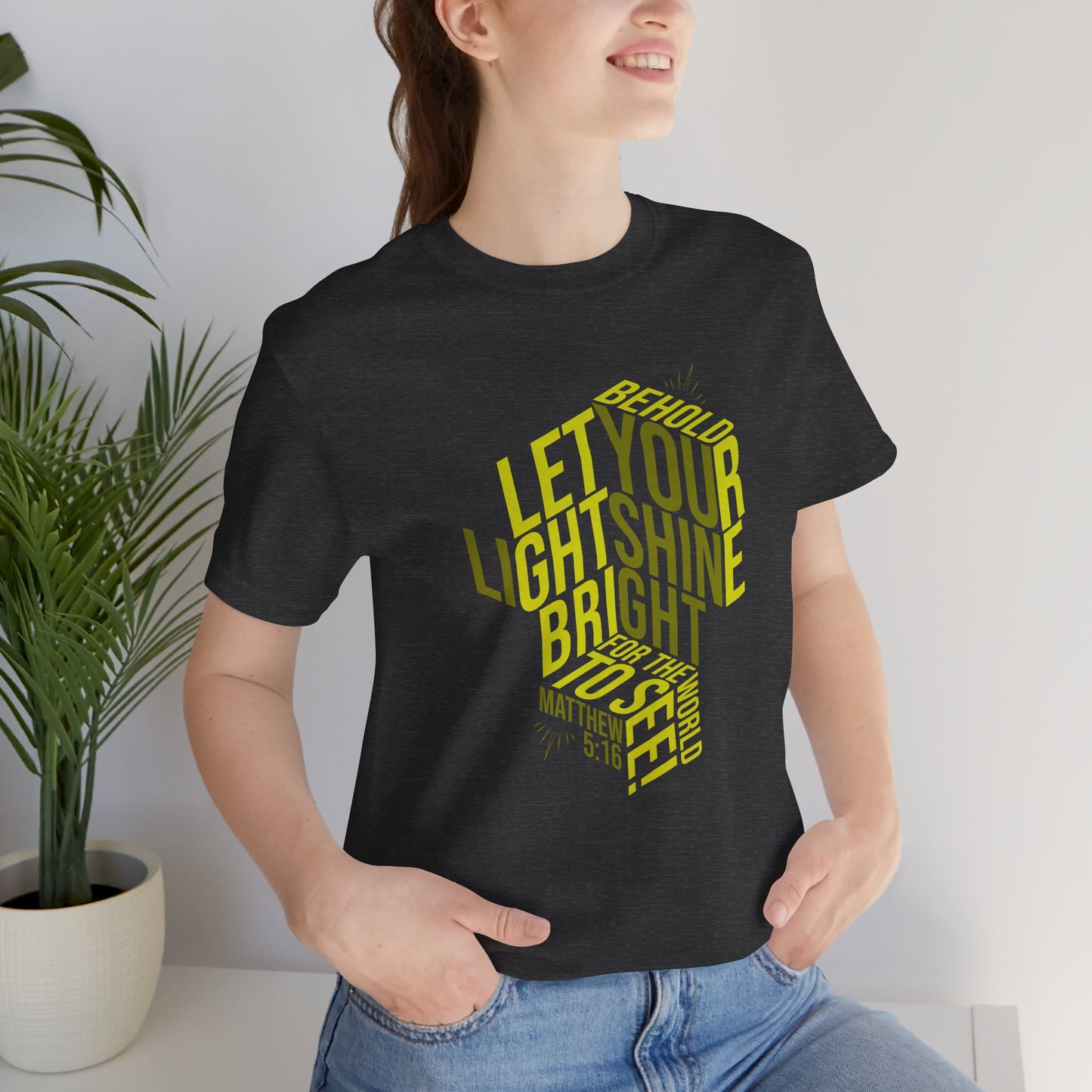 Let Your Light Shine Bright Christian T-Shirt - Matthew 5:16 Scripture Tee - Urban Faith Streetwear for Men & Women