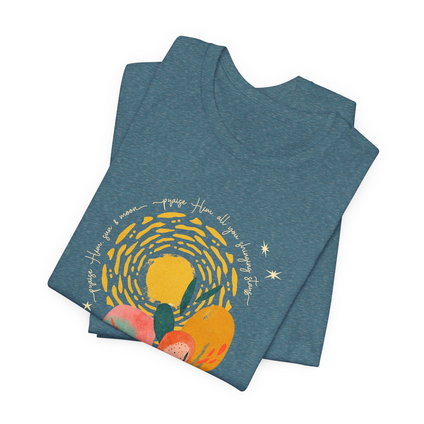Praise Him Sun and Moon Shirt | Psalm 148:3-5 Christian Tee | Boho Nature Worship Shirt | The99.ink Faith Design | Bible Verse Shirt