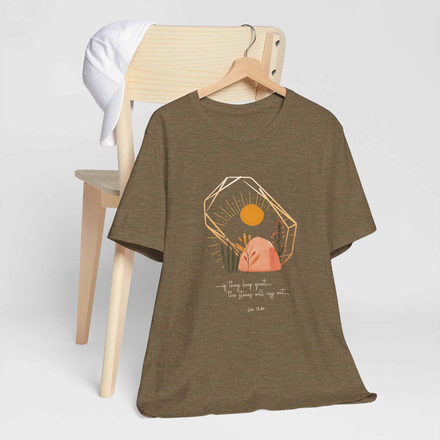 Christian T-Shirt - 'The Stones Will Cry Out' Luke 19:40 - Urban Faith Graphic Tee Boho - Modern Bible Verse Shirt for Women