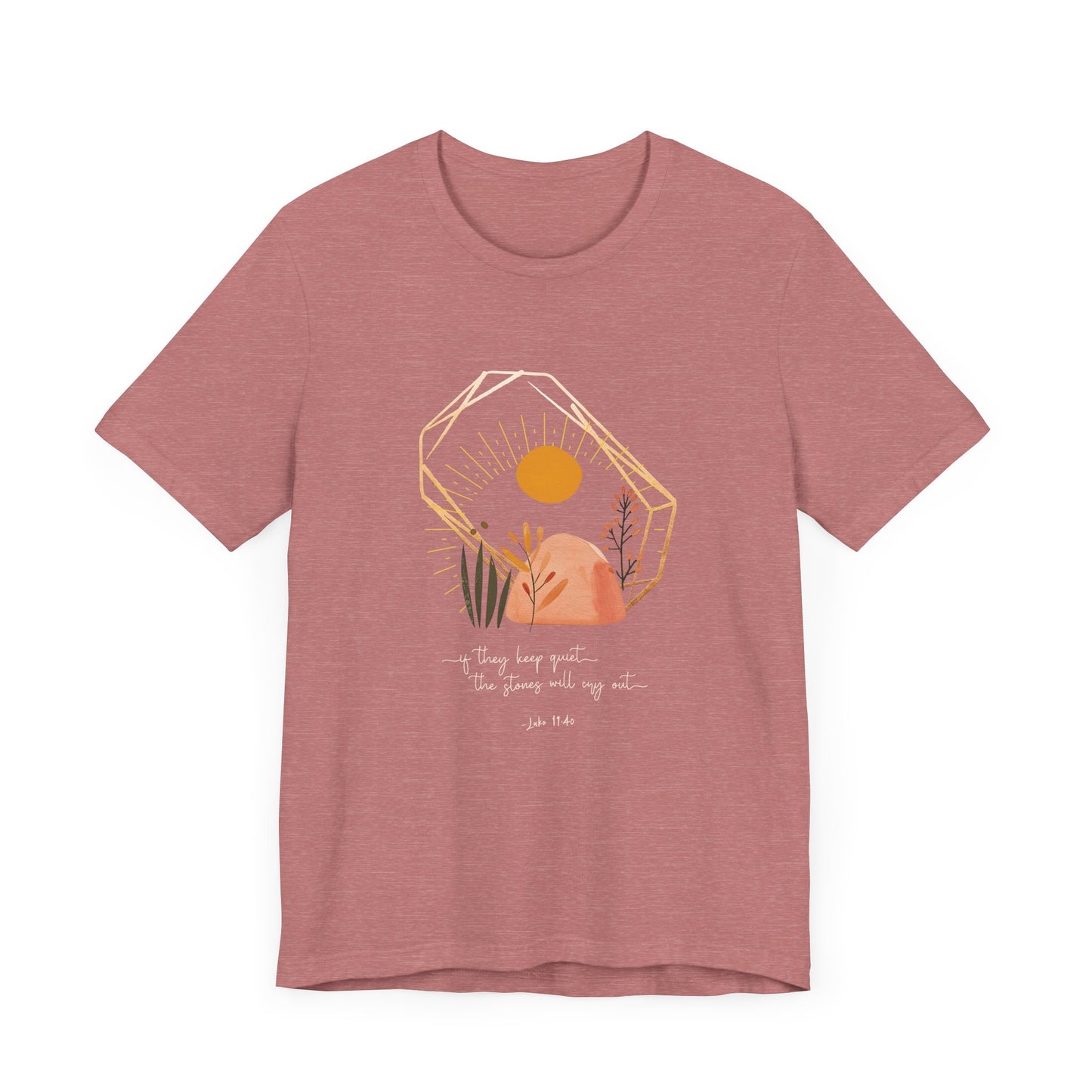 Christian T-Shirt - 'The Stones Will Cry Out' Luke 19:40 - Urban Faith Graphic Tee Boho - Modern Bible Verse Shirt for Women